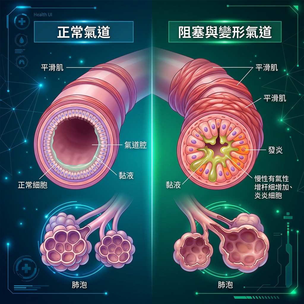 氣道阻塞與變形對照圖